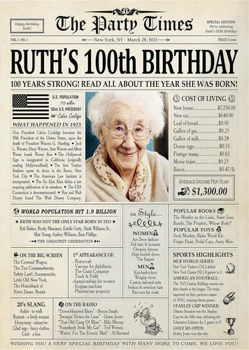 Vista 23 de Decoraciones personalizadas para fiesta de cumpleaños número 70, póster de periódico, lienzo de 0.75 pulgadas para mujeres y hombres, regalos de 1953