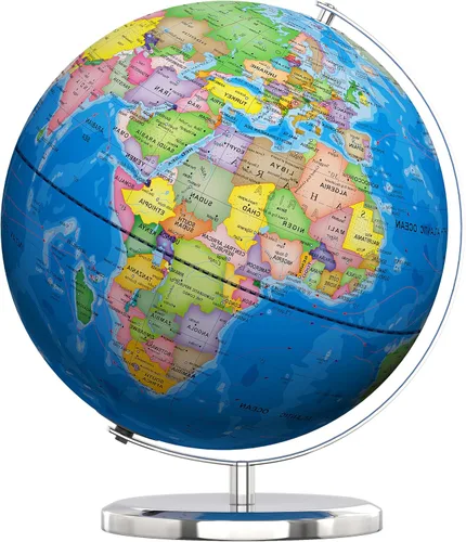 Vista 8 de SOUNDANCE Globo del mundo de 13 pulgadas con base estable de metal pesado, globo educativo para el aprendizaje de los niños, lámpara de globos