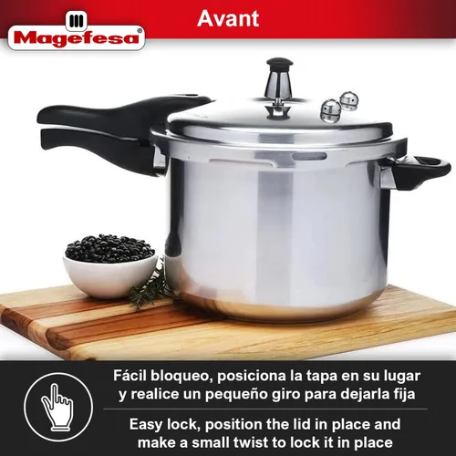 Vista 4 de MAGEFESA Avant - Olla a presión de aluminio de 6.2 cuartos de galón, compatible con estufas de gas, eléctricas y cerámicas, olla a presión