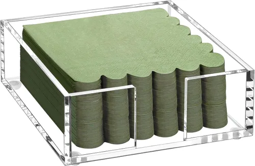 Vista 11 de Kordory Bandeja con soporte para toallas de invitados de acrílico para baño, soporte transparente rectangular para servilletas de baño para cocina