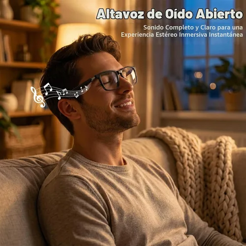 Vista 4 de Lentes inteligentes con altavoces Bluetooth, gafas de audio de oído abierto con clip magnético polarizado, bloqueo de luz azul, IPX56 impermeable