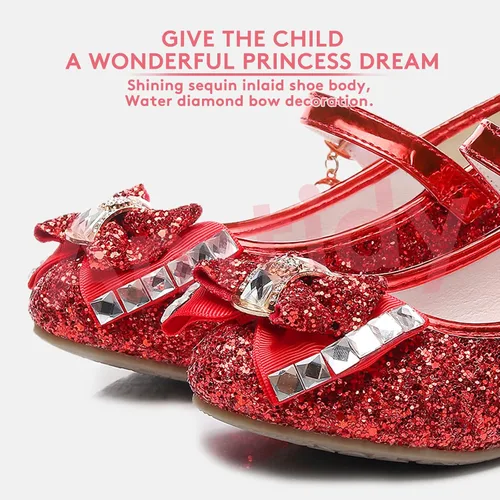 Vista 2 de Amtidy Zapatos de vestir para niñas, zapatos de fiesta de boda Mary Jane, zapatos con purpurina para damas de honor, tacones de princesa