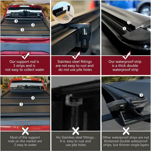 Vista 5 de Funda enrollable suave con bandera estadounidense para Ford F-150 2015-2026 de 5.5 pies para caja Styleside/Fleetside Truck Cargo Topper