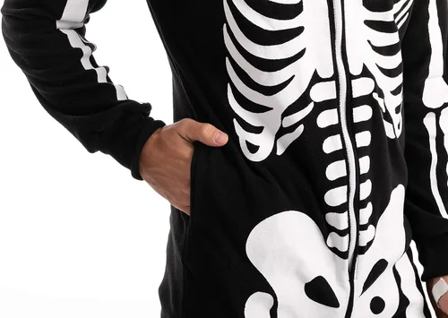 Vista 5 de Pijama afelpada de una pieza con esqueleto unisex para adultos L Negro