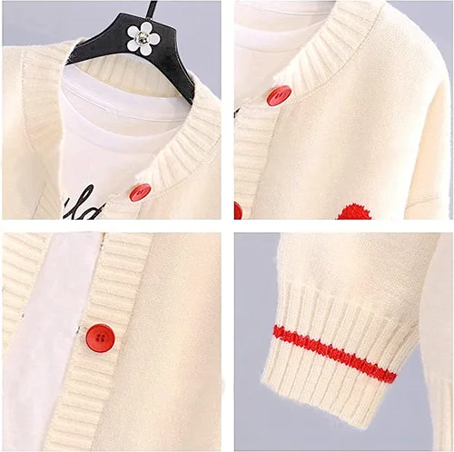 Vista 3 de Cárdigan de punto con corazones para mujer, lindo suéter Y2K con botones, ropa de abrigo S-2XL