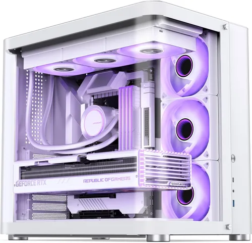 Vista 10 de JONSBO TK-0 Negro ITX Mini Torre Caja de PC, Diseño de Escritorio de Vidrio Hiperboloide, Estructura de Gabinete Separada, Carcasa de Aleación