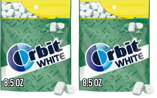 Vista 11 de ORBIT WHITE - Goma de mascar sin azúcar, sabor menta dulce, bolsa de 120