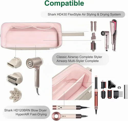 Vista 6 de KarSyon Dyson Airwrap - Funda de viaje para secador de pelo, estilo Shark Flex Camello