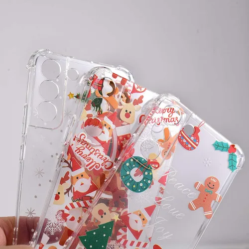 Vista 5 de Funda de Navidad para Samsung Galaxy S22, transparente, suave, delgada, a prueba de golpes, con esquinas de protección de aire, regalo de hombre