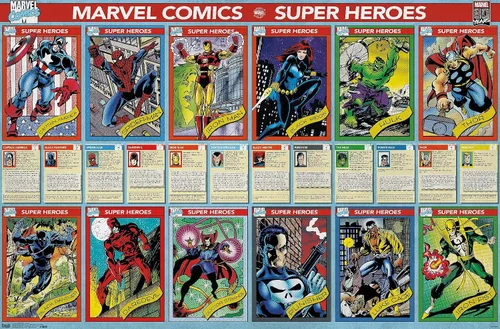 Vista 11 de Trends International Marvel Comics - Marvel 80th Anniversary - Cards Wall Poster, 14.725" x 22.375", Barnwood Framed Version