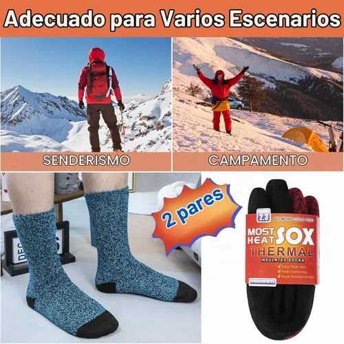 Vista 6 de Calcetines térmicos para hombre, calcetines de invierno cálidos para clima frío con temperaturas extremas A1-azul (2 pares)