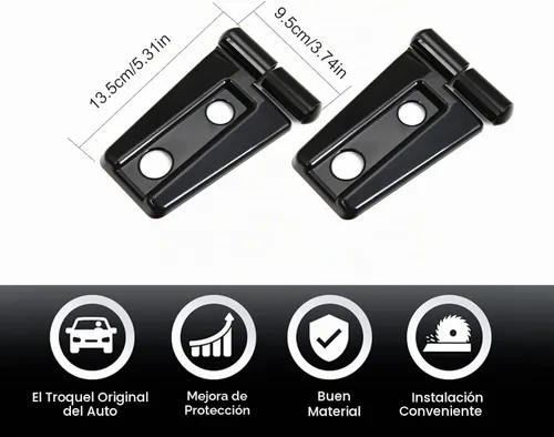 Vista 4 de 2 piezas de cubierta de bisagra de capó y accesorios de moldura para Jeep Wrangler JK y Unlimited 2007-2018 (Negro)