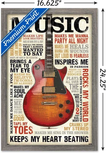 Vista 3 de Trends International Music Inspires Me Wall Poster, 14.725" x 22.375", Barnwood Framed Version