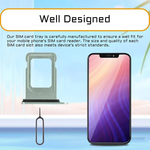 Vista 6 de Para iPhone 12 Verde Tarjeta SIM Bandeja de Reemplazo Solo Versión SIM para iPhone12 Ranura para tarjeta con anillo de goma impermeable Kit