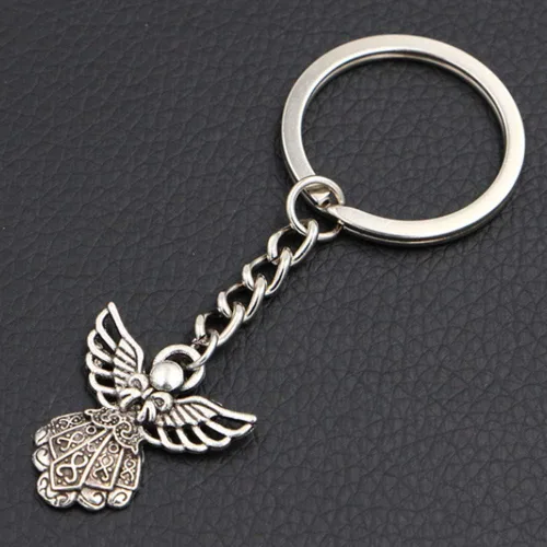 Vista 3 de PHAETON Llavero con dije de ángel de la guarda en tono plateado, 50 unidades, plateado