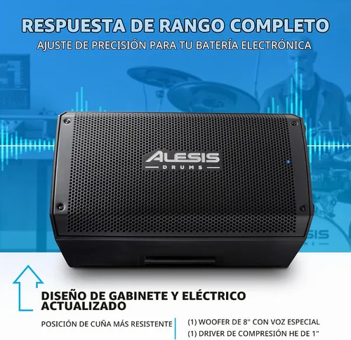 Vista 6 de Alesis Nitro Pro y Strike Amp 8 MK2 - Juego de batería eléctrica con altavoz amplificador de batería de 8 pulgadas de 2000 W, con Bluetooth