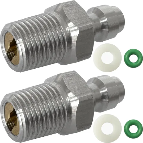 Vista 8 de Adaptador de enchufe de desconexión rápida de 0.315 in, rosca macho NPT de 1/8 pulgadas, accesorios de adaptador Foster PCP Airsoft, cobre chapado