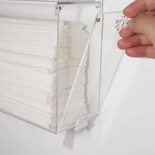 Vista 3 de Guantera acrílica y soporte para toallas de papel, soporte de pared, transparente