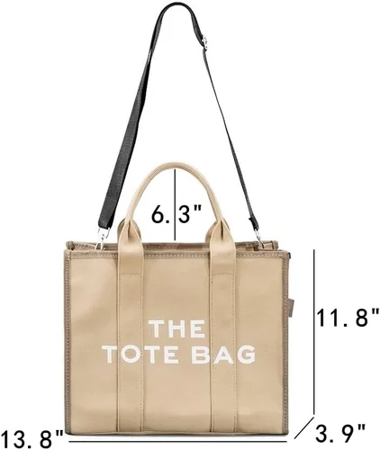 Vista 5 de YUESUO Bolso de lona para mujer, bolso cruzado casual, bolso de mano de viaje, bolso de hombro escolar de gran capacidad