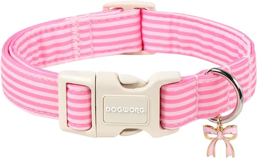 Vista 42 de DOGWONG Collar de Algodón para Perro, Collar para Perro de Cuadros Azules Resistente, Collar Suave y Duradero para Perro Macho, Lindo Collar de A
