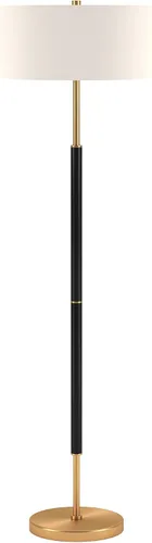 Vista 14 de Henn&Hart Lámpara de mesa moderna de 2 tonos de 25 pulgadas con pantalla de tambor de tela blanca para sala de estar, dormitorio u oficina, roble
