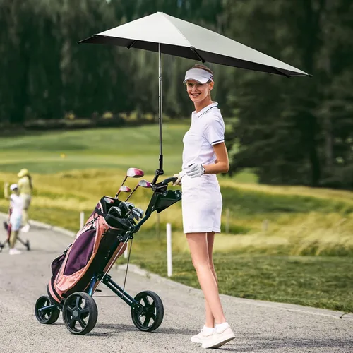 Vista 8 de G4Free - Sombrilla para silla de playa, carrito de golf, silla de ruedas, cochecito, grada, patio (negro)