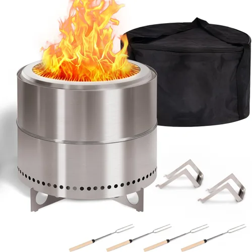 Vista 9 de BRIOPAWS Fogata grande sin humo para exteriores 15 pulgadas Fogata de acero inoxidable 304 Fogatas portátiles individuales para exteriores