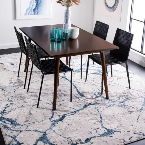 Vista 24 de SAFAVIEH Amelia Collection - Alfombra decorativa de 2 x 4 pies, gris y negro, diseño abstracto moderno, no desprende pelusa y de fácil cuidado