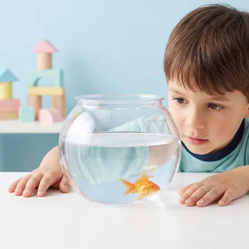 Vista 5 de POPETPOP Acuario de plástico Betta Fish Tank de 1 galón transparente Goldfish Bowl irrompible redondo jarrones de pescado tazón para decoración