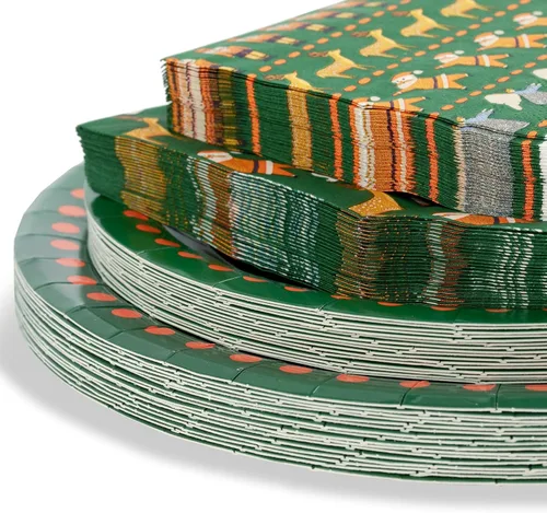 Vista 3 de Juego de platos y servilletas de papel decorativo de alta calidad