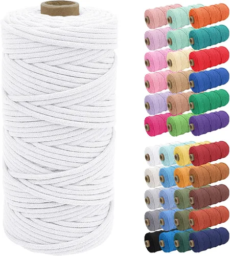 Vista 8 de JeogYong Cuerda de macramé de 0.157 in x 109 yardas, cuerda trenzada de algodón natural, cuerda de macramé para bolsas de ganchillo, colgar