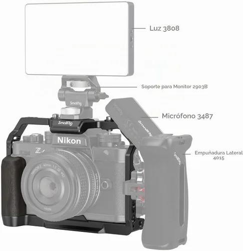 Vista 7 de SmallRig Zf - Jaula para cámara Nikon Z f, con agarre ergonómico de ébano, placa de liberación rápida integrada para Arca para encender rápidamente