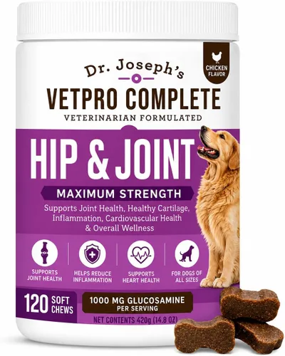 Vista 10 de VetPro Complete Glucosamina para perros – Masticables suaves de máxima fuerza con condroitina, MSM, cúrcuma, vitamina C, Omega 3 – trata