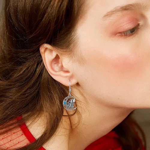 Vista 29 de POPKIMI Bonitos aretes colgantes de animales, joyería de animales, regalos de cumpleaños y Navidad para mujeres, aretes de ópalo de cristal de plata