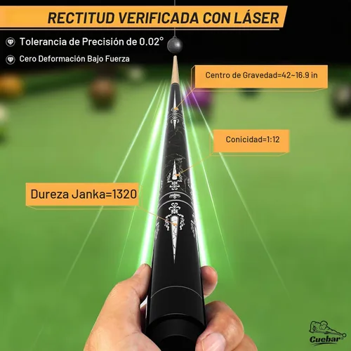Vista 4 de Taco de billar de 58 pulgadas, 2 piezas con incrustaciones de espada geométrica, agarre sin envolver, eje de arce, punta de 0.512 in con tiza Negro