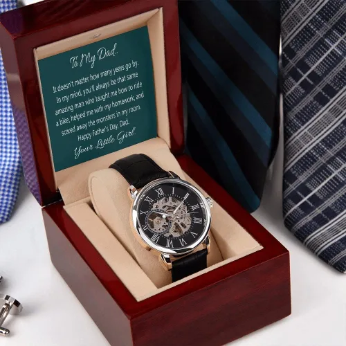 Vista 6 de Reloj para mi papá, regalo para papá de hija, reloj calado con tarjeta de mensaje para papá, regalo del día del padre de hija, reloj calado