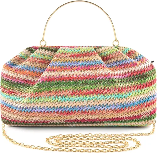 Vista 17 de ERKOON Clutch Purse for Women Elegant Pleated Evening Bag Crossbody Shoulder Handbag Envelope Bag with 2 Detachable Chain
