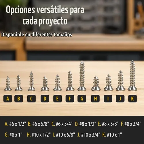 Vista 7 de BCP Fasteners 100 unidades de tornillos para madera Phillips de cabeza plana de 1/2" inoxidable #6 (BCP16)