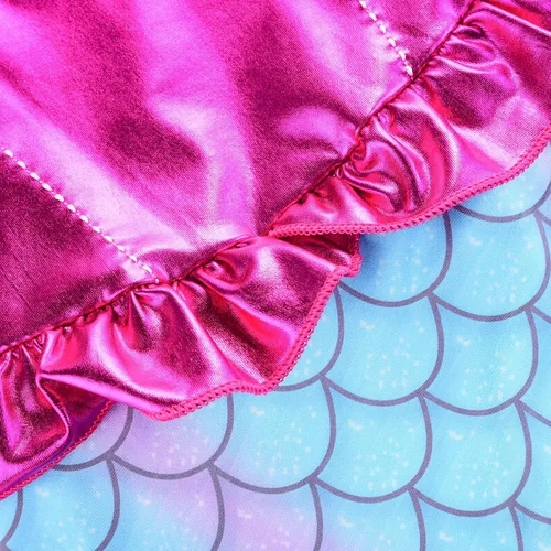 Vista 5 de Uhdear Disfraz de sirena para niñas, vestido de princesa con accesorios