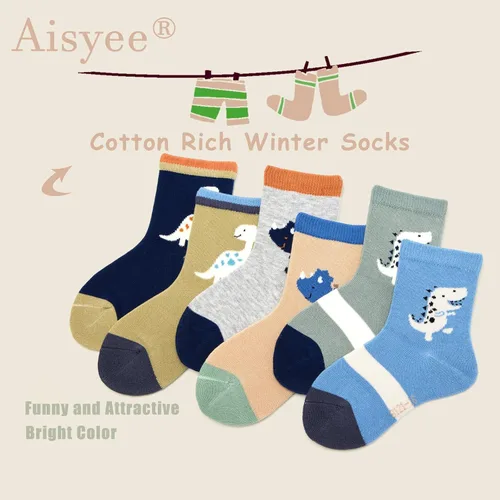 Vista 32 de Aisyee Calcetines de algodón para niños, calcetines sin costuras para niños, calcetines coloridos de cuarto de punto, paquete de 6