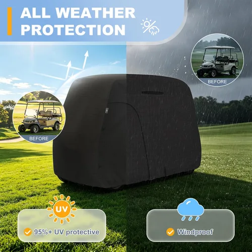 Vista 6 de Explore Land Funda impermeable para carrito de golf universal, compatible con la mayoría de marcas, para 2/4/6 pasajeros Fits for EZGO/Club