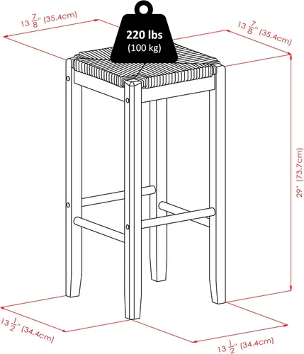 Vista 3 de Winsome Juego de taburetes de bar Rush Seat Kaden, nogal, 29", 2 piezas