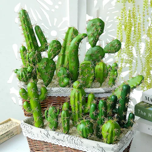 Vista 7 de Woohome 10 piezas de suculentas falsas artificiales, decoración de cactus artificiales, plantas suculentas artificiales para decoración de cactus