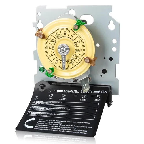 Vista 10 de Interruptor de temporizador mecánico T101, 120 V 40 A SPST, 2 HP para temporizador de luz exterior, calentador de agua, HVAC y bomba de piscina, 12
