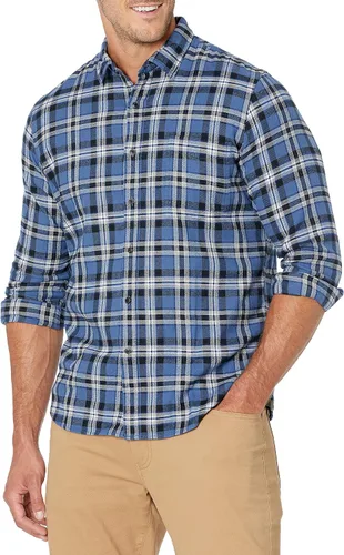 Vista 28 de Amazon Essentials Camisas de franela de manga larga para hombre, corte ajustado, a cuadros con botones