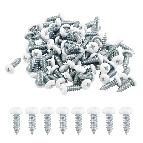 Vista 9 de 120 piezas de tornillos de cabeza plana blancos #6 x 1, tornillos autorroscantes Phillips para chapa metálica para madera
