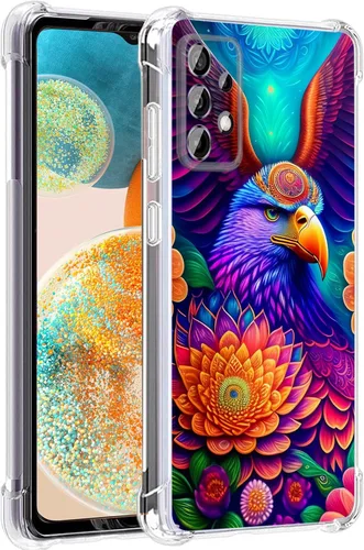 Vista 43 de Funda para Galaxy A23 5G, diseño de flores de mariposa azul, protección contra caídas, a prueba de golpes, carcasa protectora de cuerpo completo