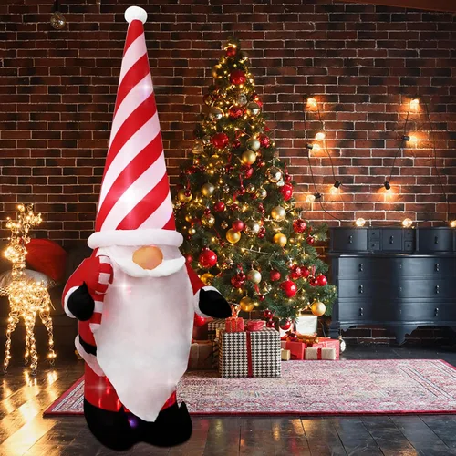 Vista 2 de Decoración inflable de Navidad de 7 pies para exteriores, enano con sombrero, decoración inflable de patio con luces LED integradas, adecuado