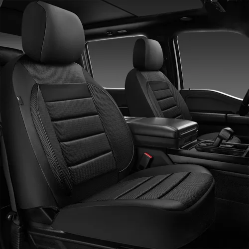 Vista 8 de CAR PASS Juego completo de fundas de asiento de automóvil de cuero con soporte lumbar de espuma 3D, fundas de asiento automotrices de malla de aire