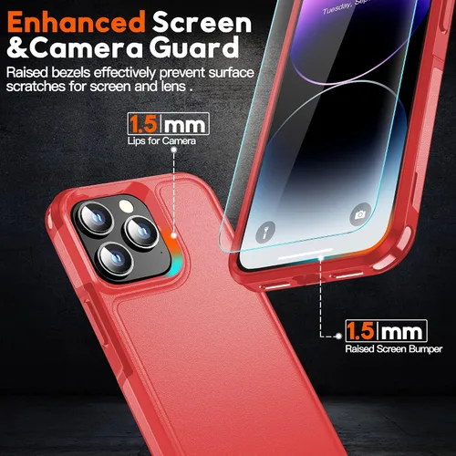Vista 6 de MOZOTER Funda magnética para iPhone 14 Pro Max, [compatible con Magsafe] [2 protectores de pantalla de vidrio + 2 protectores de lente de cámara]